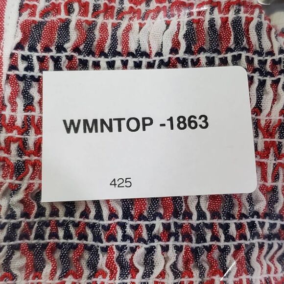 Old Navy 2x Plus White Striped Blouse Open Back - Picture 8 of 8